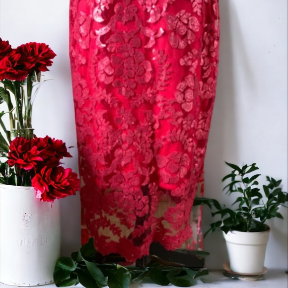 Tadashi Shoji Paillette Embroidered Illusion Lace Dress Size 14 - Picture 10 of 16